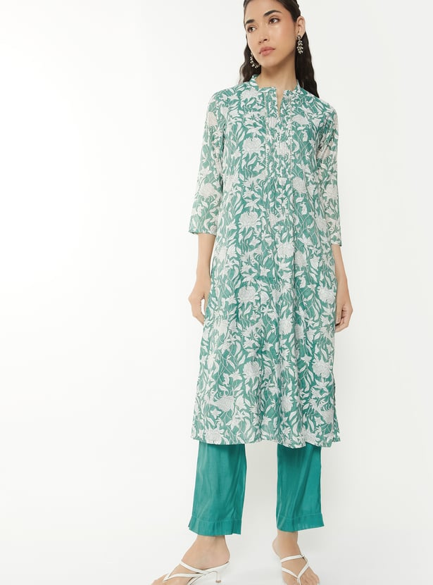 Women Floral Print Straight Kurta Set