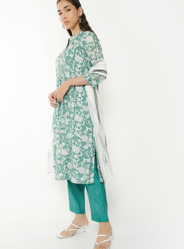 Women Floral Print Straight Kurta Set