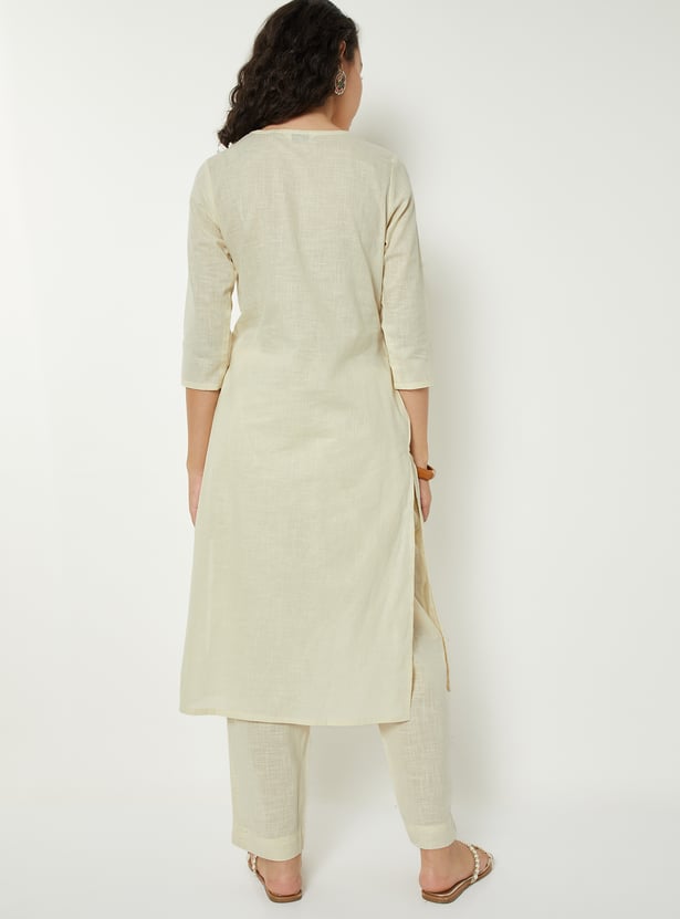 Women Embroidered Straight Kurta Set