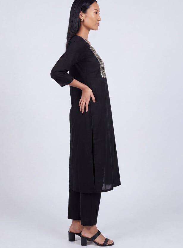 Women Embroidered A-Line Kurta Set