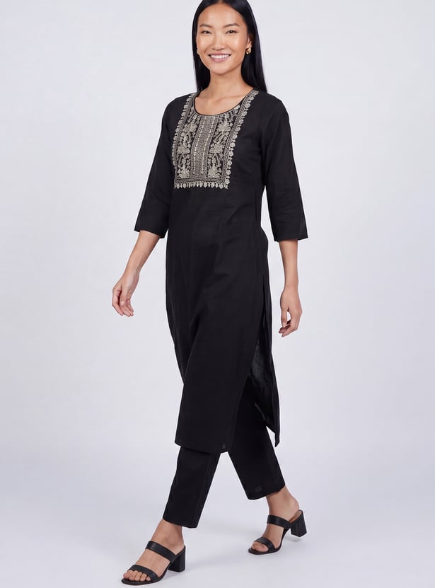 Women Embroidered A-Line Kurta Set