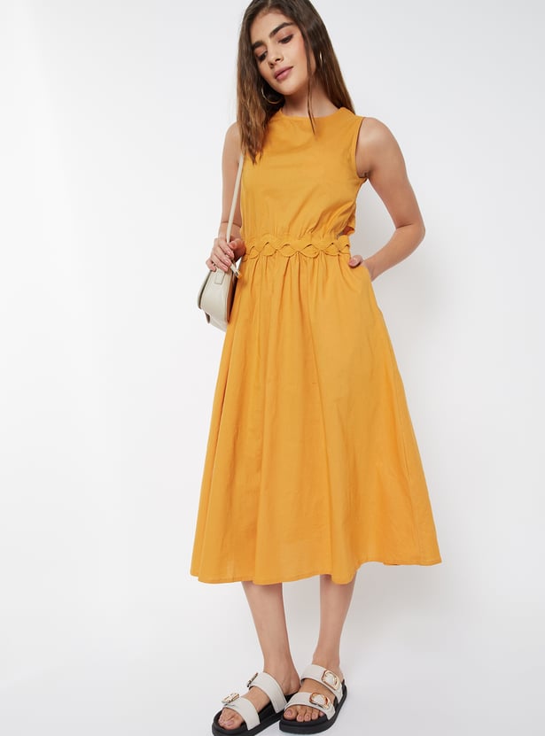 Women Midi Dress with Cut-Out Sides