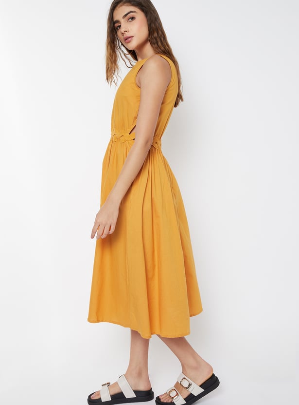 Women Midi Dress with Cut-Out Sides