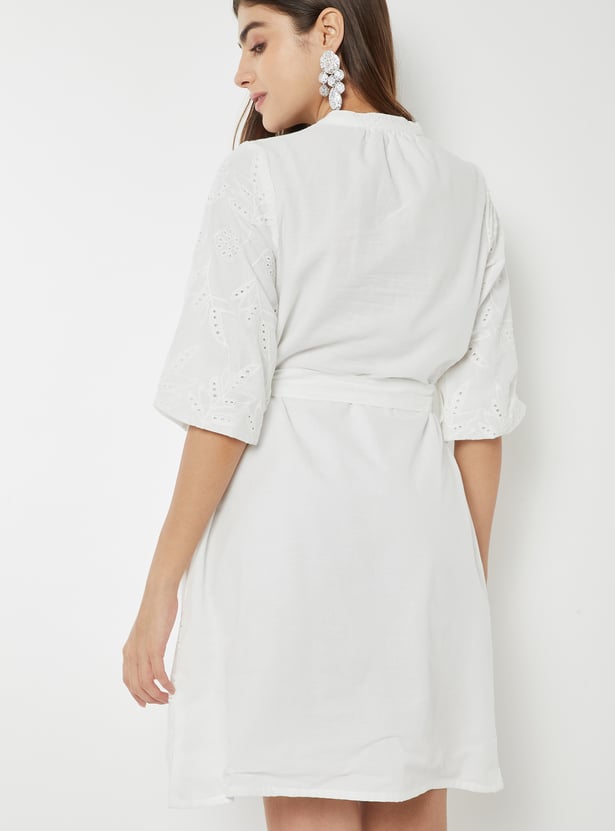 Women Schiffli A-line Dress