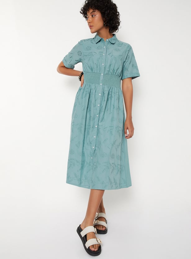 Women Schiffli Shirt Dress