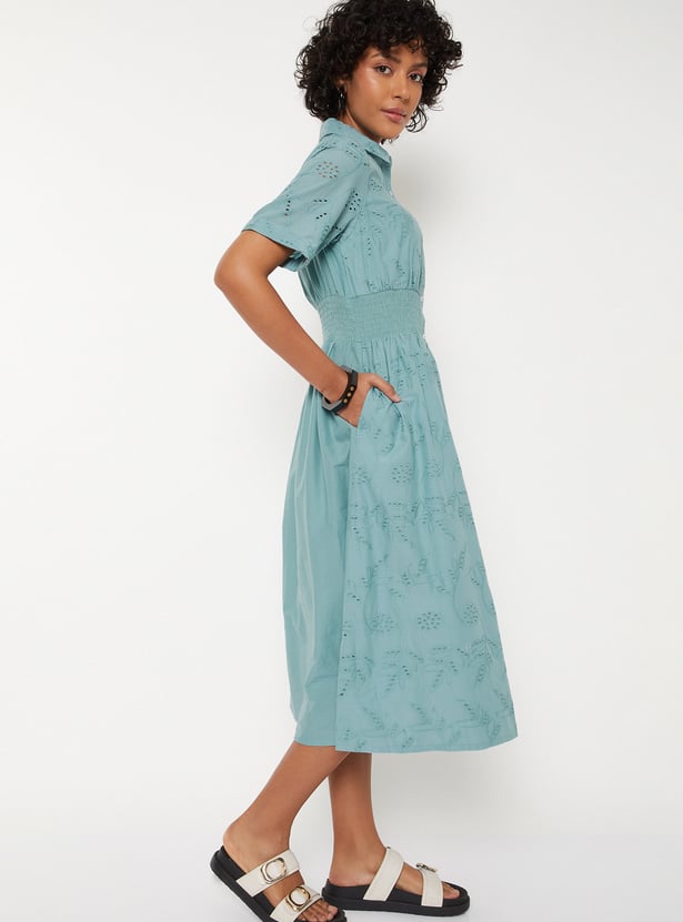 Women Schiffli Shirt Dress