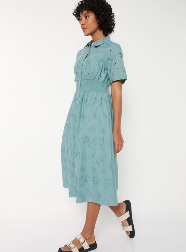 Women Schiffli Shirt Dress