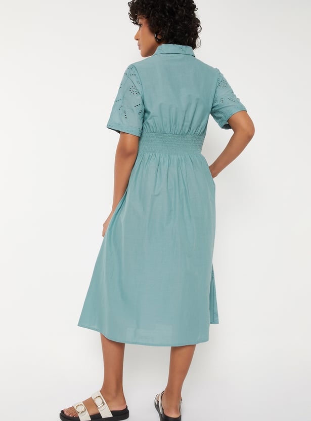 Women Schiffli Shirt Dress