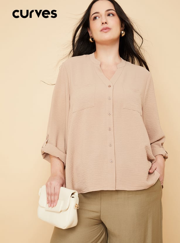 Women Textured Shirt-style Top