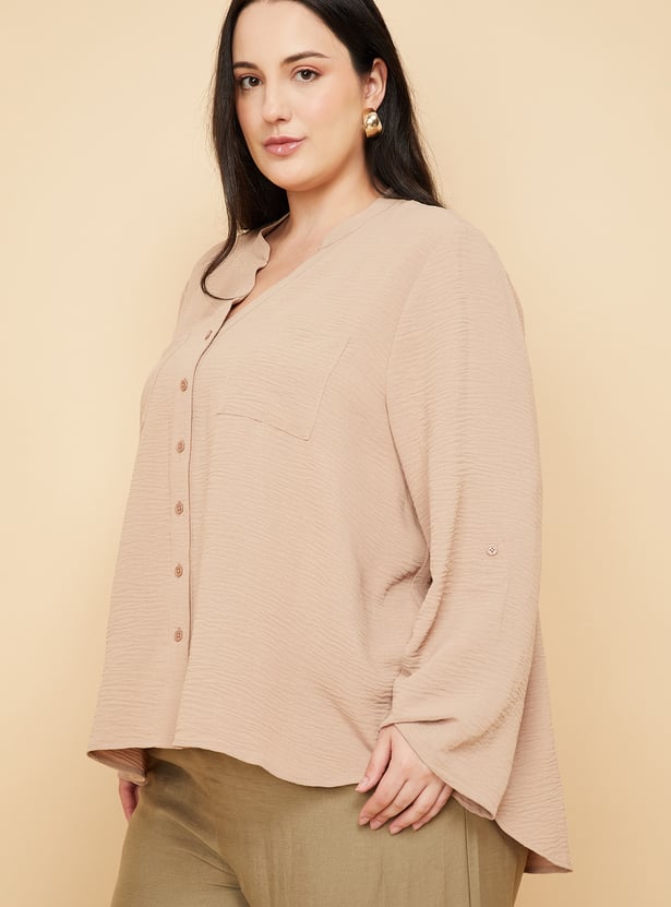 Women Textured Shirt-style Top