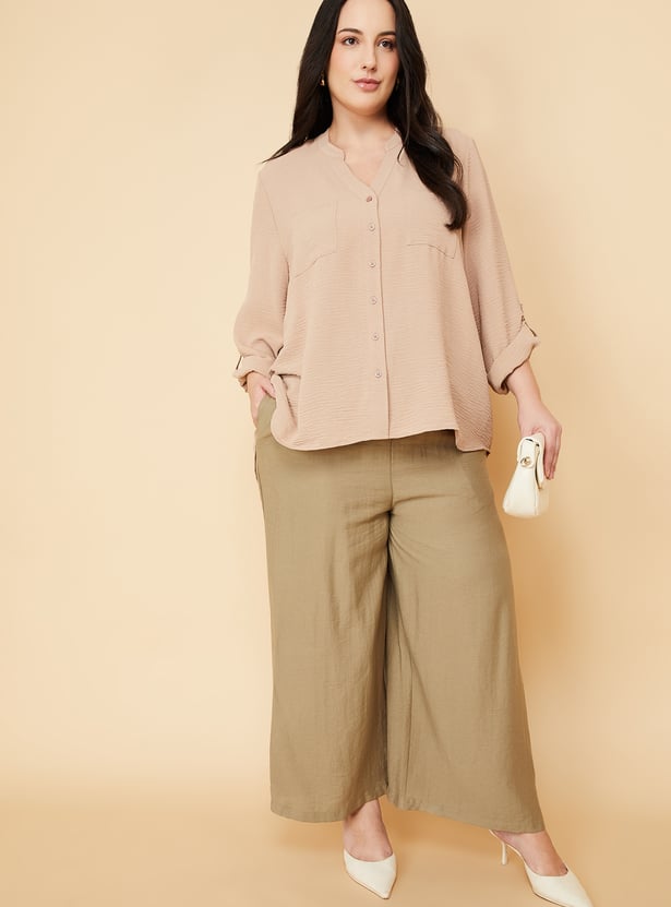 Women Textured Shirt-style Top