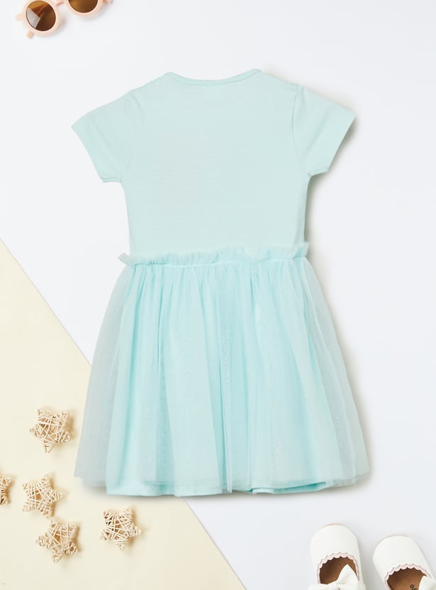 Girls Minnie Print Fit & Flare Dress