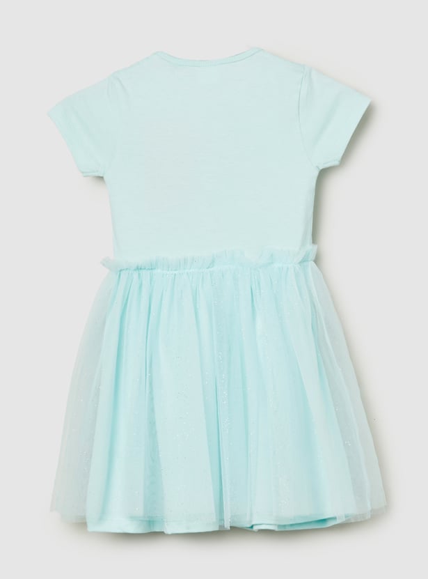 Girls Minnie Print Fit & Flare Dress