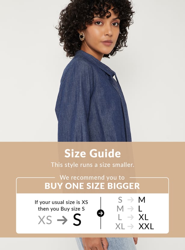 Women Solid Denim Shirt