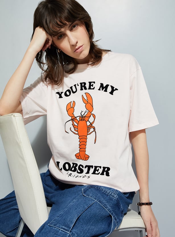 URB_N Women Friends Print Oversized T-shirt