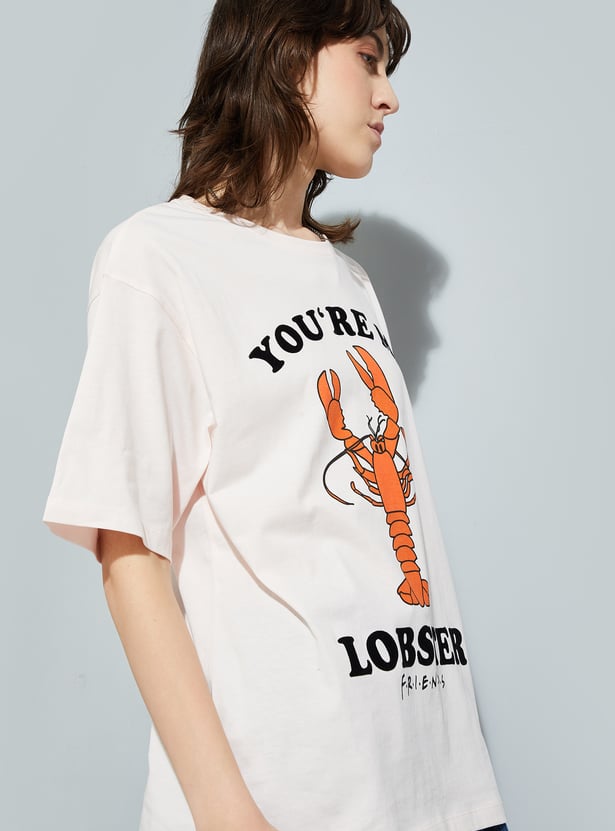 URB_N Women Friends Print Oversized T-shirt