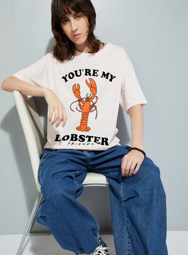 URB_N Women Friends Print Oversized T-shirt