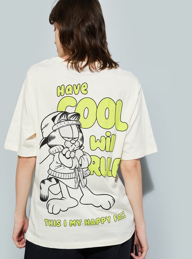URB_N Women Garfield Print Oversized T-shirt