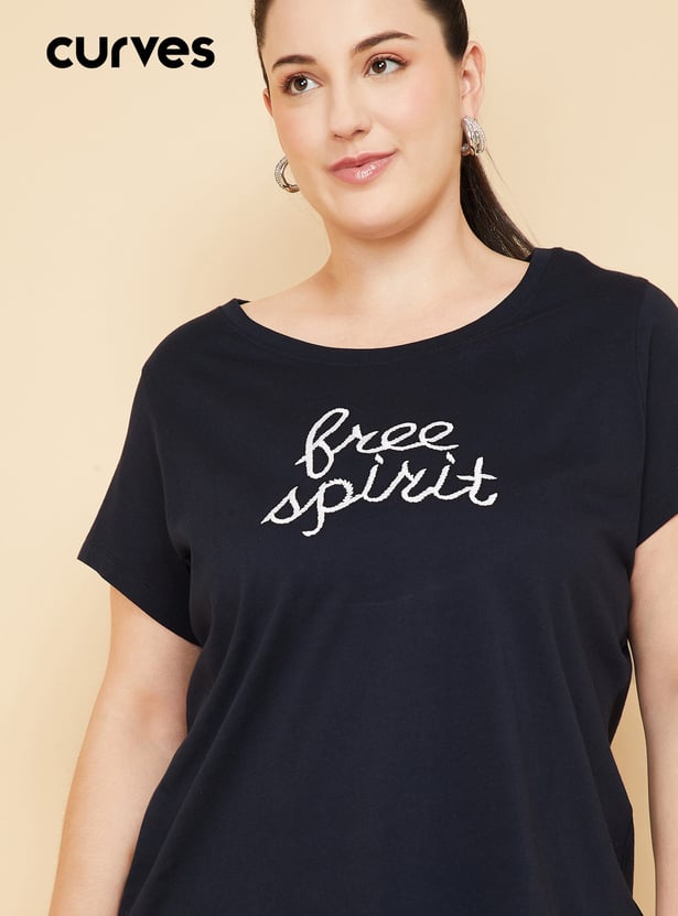 Women's Embroidered Relaxed Fit T-shirt