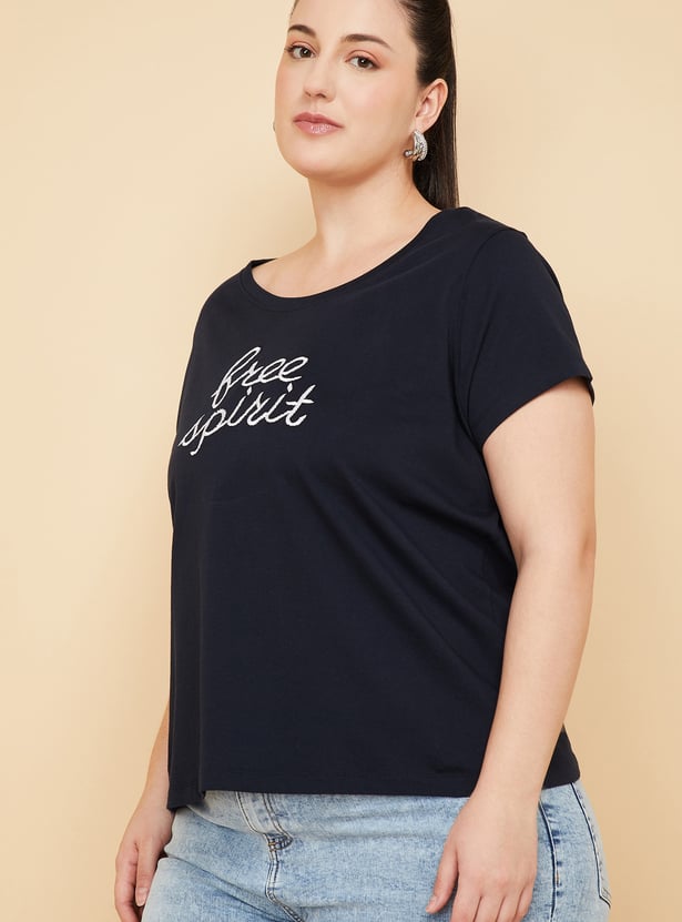 Women's Embroidered Relaxed Fit T-shirt