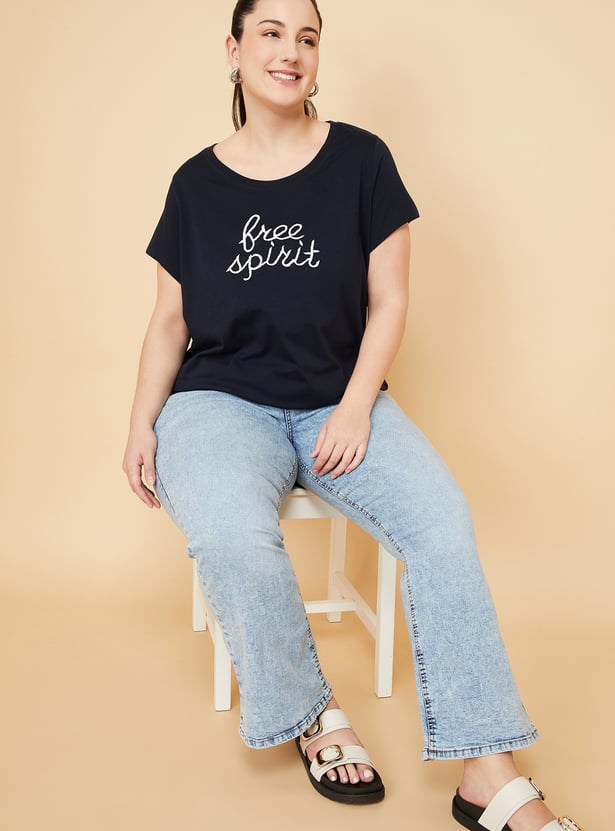 Women's Embroidered Relaxed Fit T-shirt