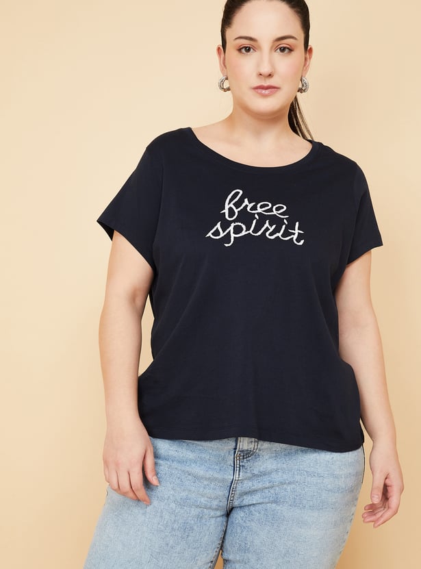 Women's Embroidered Relaxed Fit T-shirt