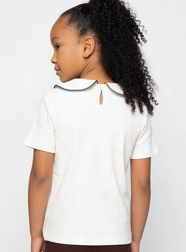 Girls Embroidered Ribbed Top