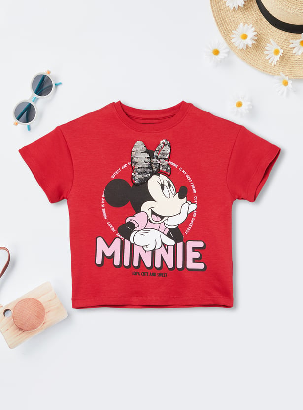 Girls Minnie Mouse Embellished T-shirt