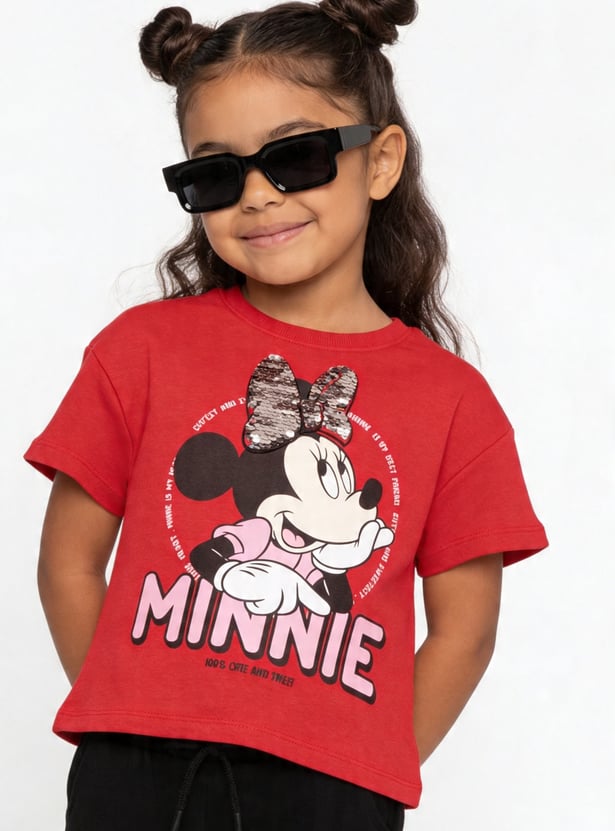 Girls Minnie Mouse Embellished T-shirt