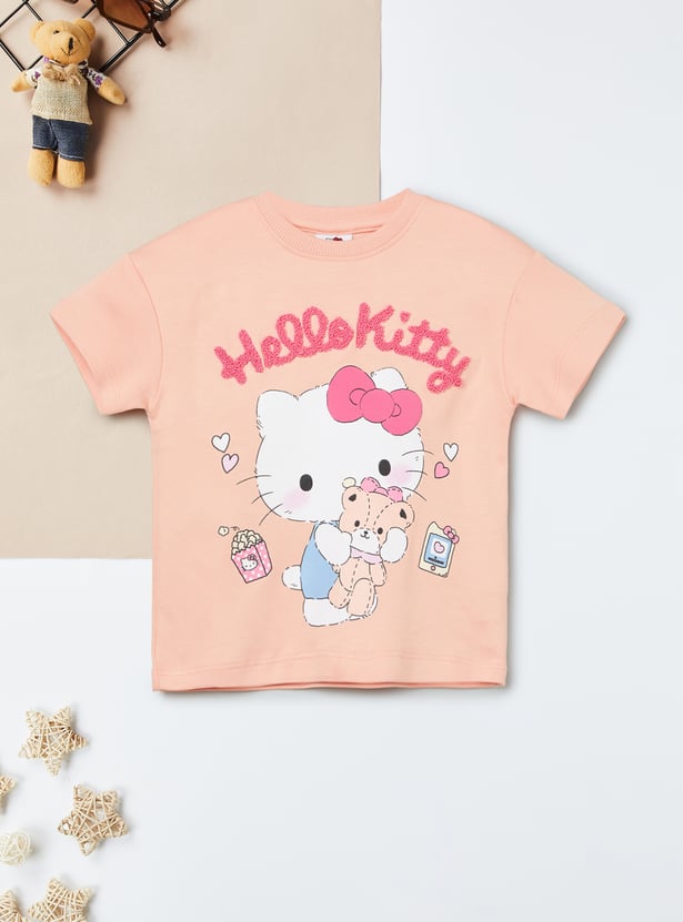 Girls Hello Kitty Chennile Embroidered T-shirt