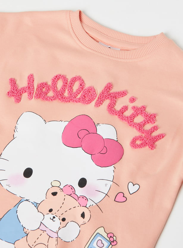 Girls Hello Kitty Chennile Embroidered T-shirt