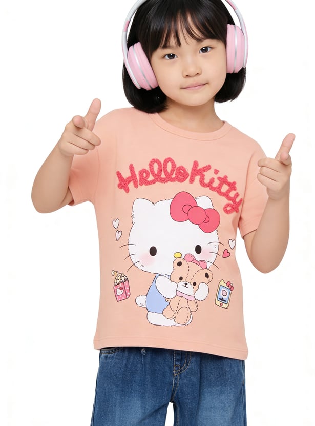 Girls Hello Kitty Chennile Embroidered T-shirt