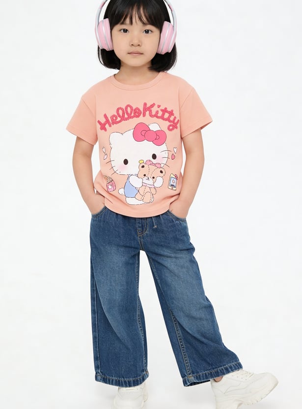 Girls Hello Kitty Chennile Embroidered T-shirt