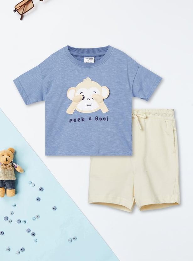 Boys Monkey Applique T-Shirt & Shorts Set