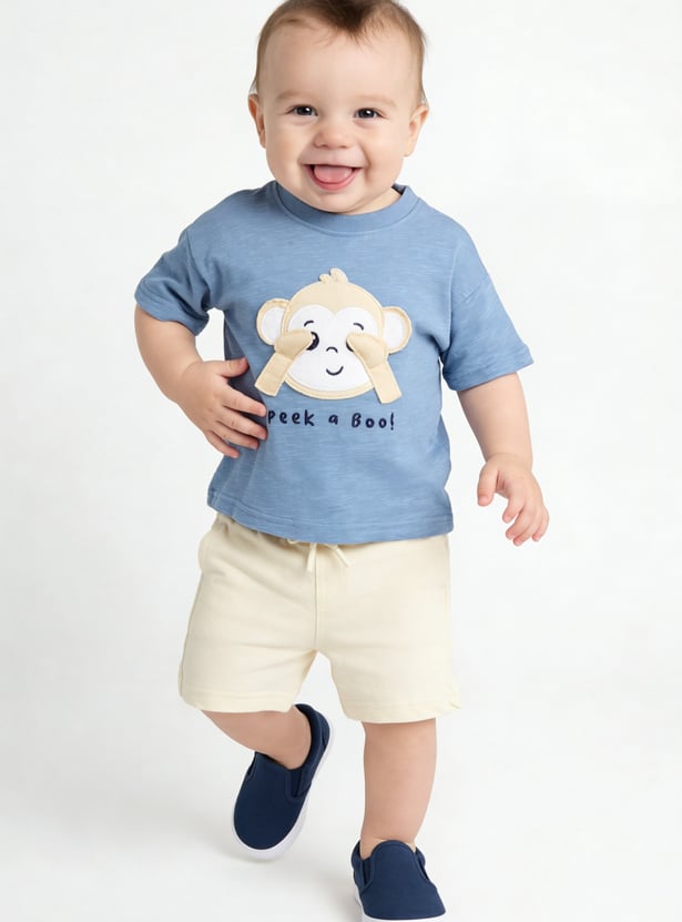 Boys Monkey Applique T-Shirt & Shorts Set