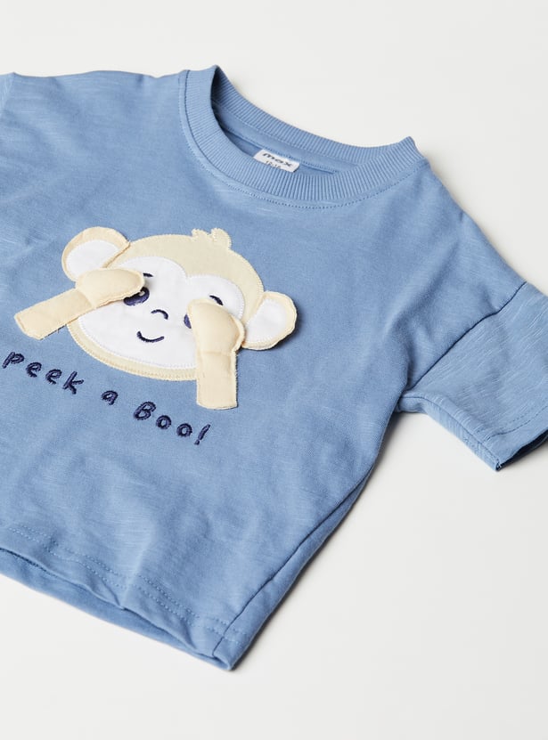 Boys Monkey Applique T-Shirt & Shorts Set