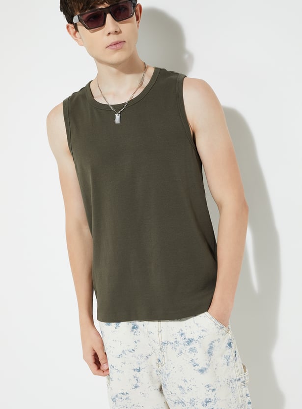 URB_N Men Oversized Ribbed Sleeveless T-shirt