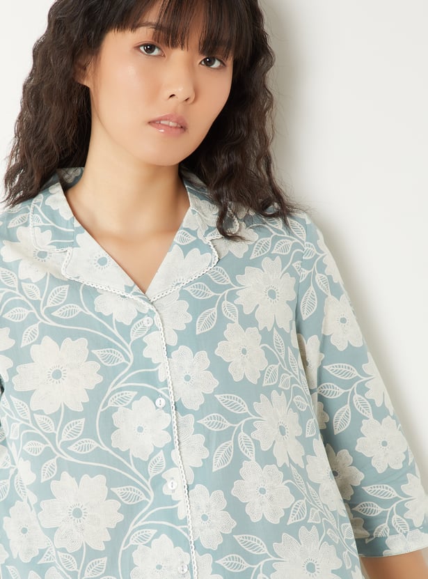 Women Pure Cotton Floral Printed PJ Set