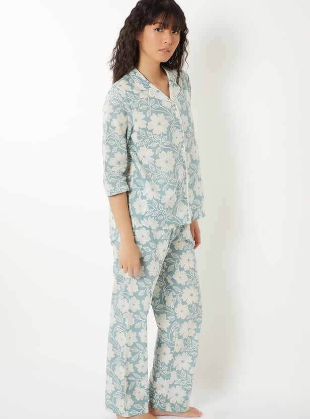 Women Pure Cotton Floral Printed PJ Set