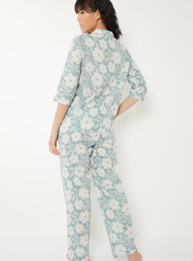 Women Pure Cotton Floral Printed PJ Set