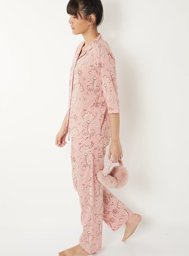Women Pure Cotton Floral Printed PJ Set