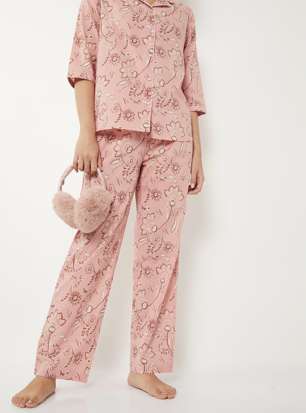 Women Pure Cotton Floral Printed PJ Set