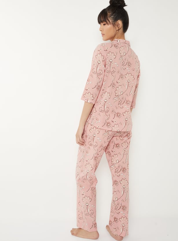 Women Pure Cotton Floral Printed PJ Set