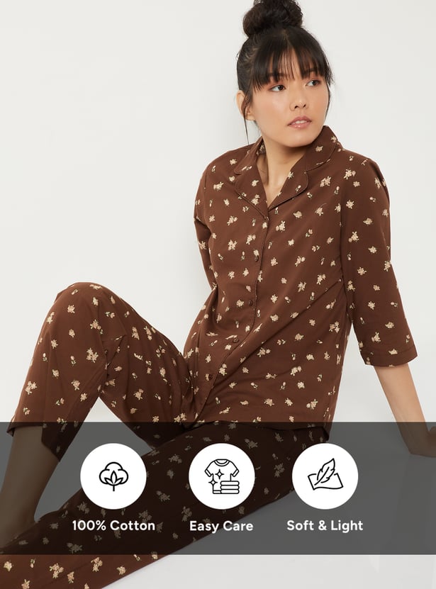 Women Pure Cotton Floral Printed PJ Set