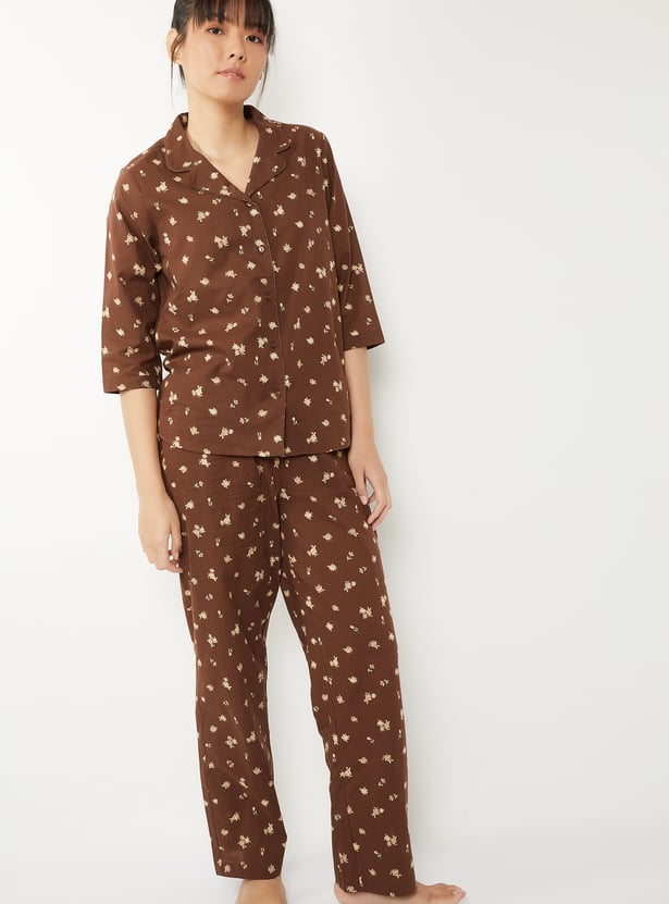 Women Pure Cotton Floral Printed PJ Set