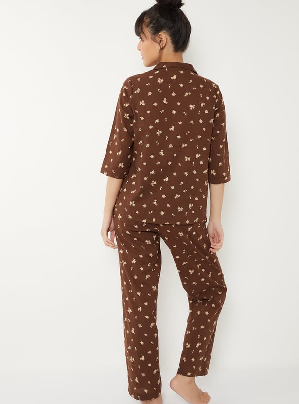 Women Pure Cotton Floral Printed PJ Set