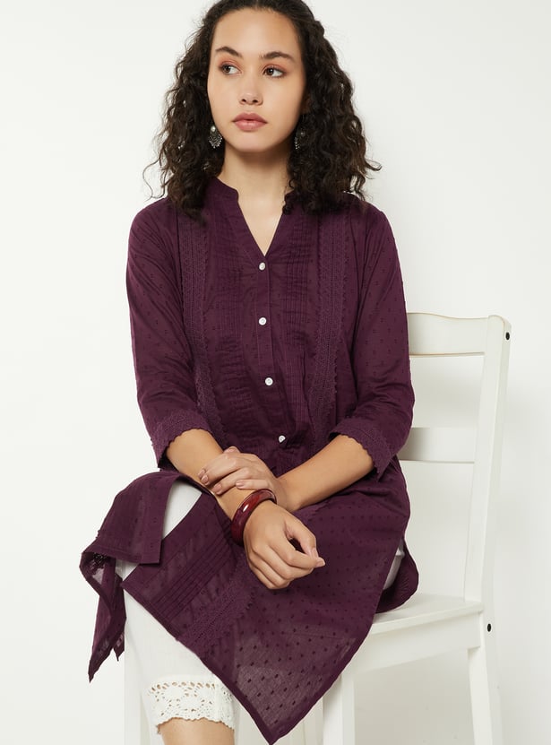 Women Pintuck Straight Kurta