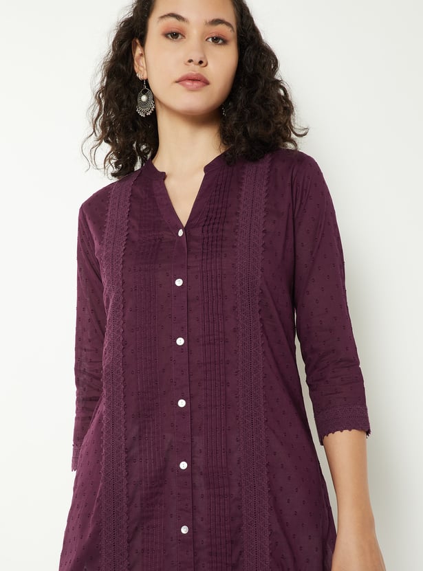 Women Pintuck Straight Kurta