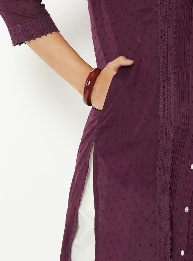 Women Pintuck Straight Kurta