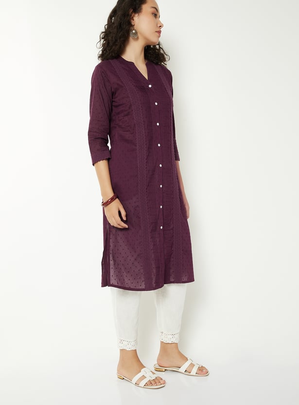Women Pintuck Straight Kurta